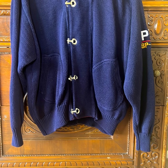 Vtg FCP nautical grandpa fisherman cabin preppy hooded cardigan sz XL - Picture 8 of 10